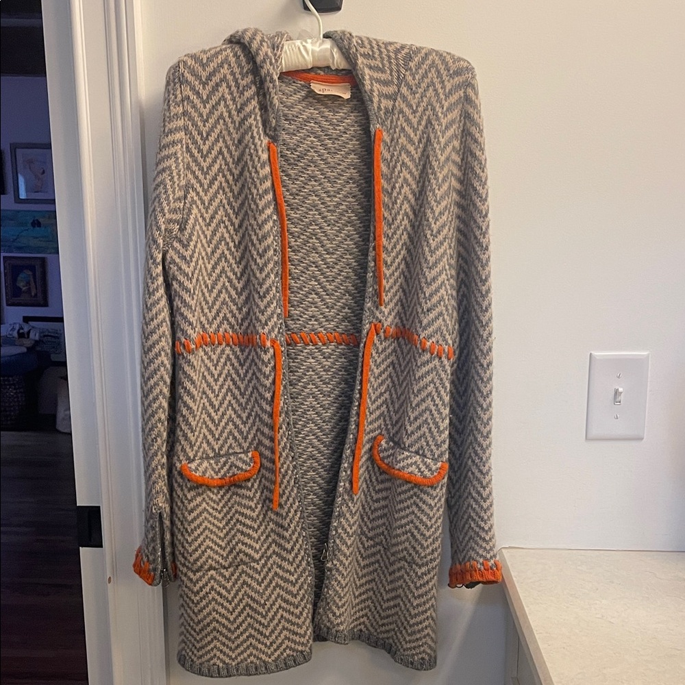 Sparrow Chevron Cardigan in Gray and Orange